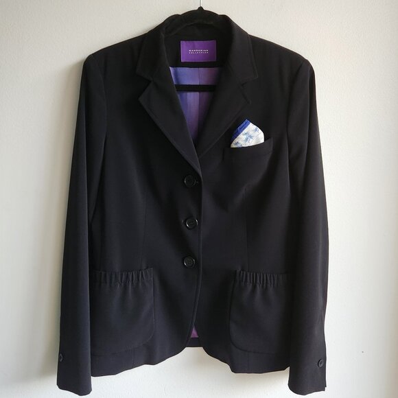 Manoukian Collection Jackets & Blazers - Sz12 Manoukian Lightweight Black Polyester Blazer - Vintage